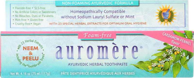 AUROMERE: Toothpaste Non-Foam Ayurvedic, 4.16 oz - No Brand For Less