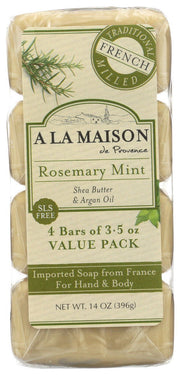 A LA MAISON DE PROVENCE: Rosemary Mint Bar Soap 4pk, 14 oz - No Brand For Less