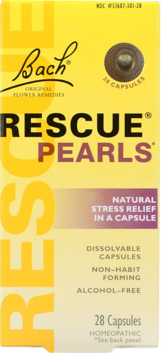 BACH ORIGINAL: Flower Remedies Rescue Pearls Natural Stress Relief in a Capsule, 28 capsules - No Brand For Less 