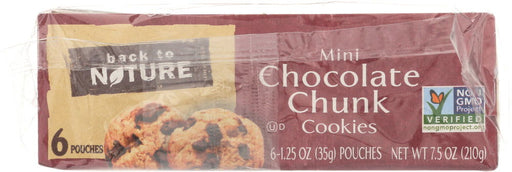 BACK TO NATURE: Grab & Go Mini Chocolate Chunk Cookies 6-1.25oz, 7.5 oz - No Brand For Less 