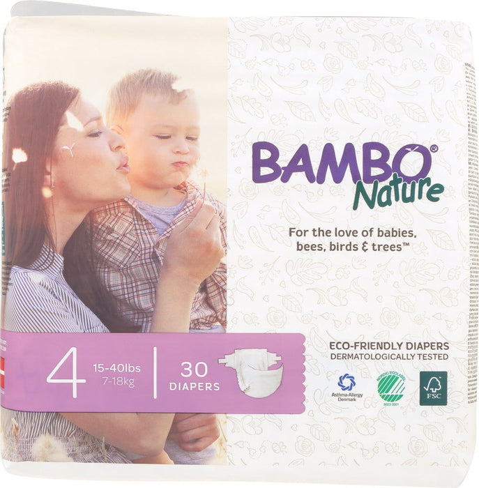 BAMBO NATURE: Diaper Baby Size 4, 30 bg - No Brand For Less 