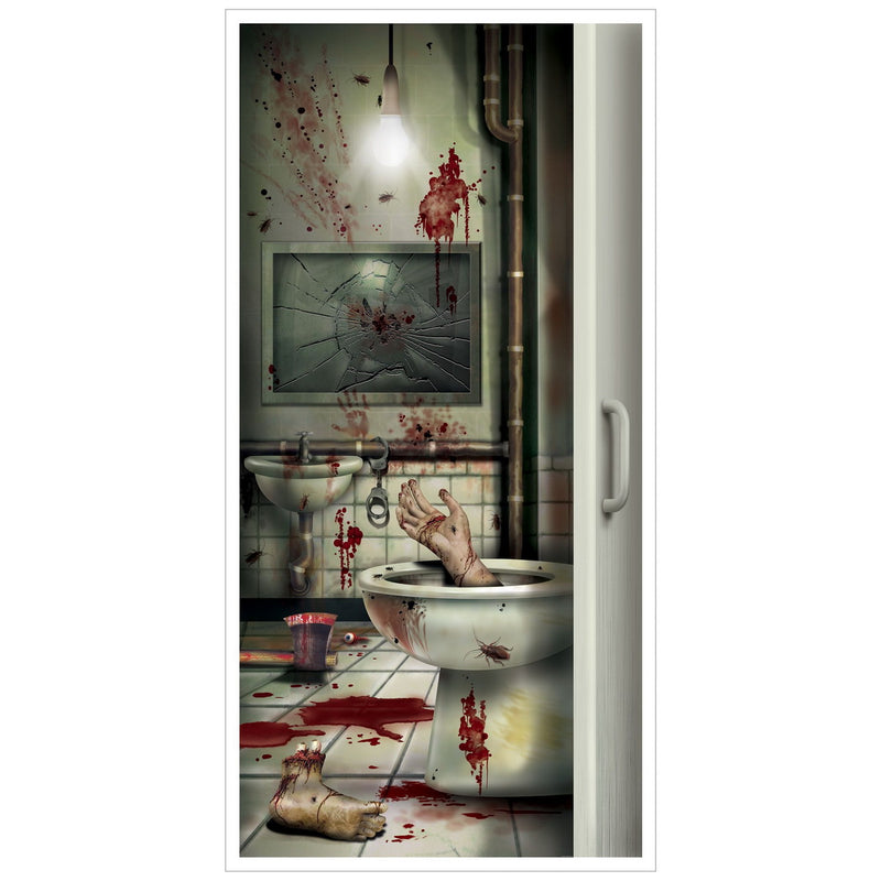 Creepy Crapper Restroom Door Cover – 6' x 30" – (1/Pkg) by Beistle for Halloween Door Covers