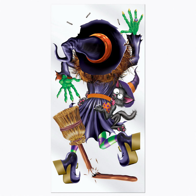 Crashing Witch Door Cover – 5' x 30" – (1/Pkg) by Beistle for Halloween Door Covers
