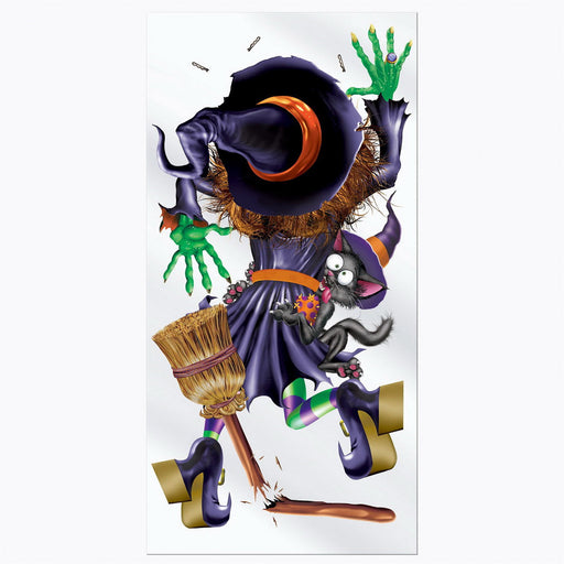 Crashing Witch Door Cover – 5' x 30" – (1/Pkg) by Beistle for Halloween Door Covers