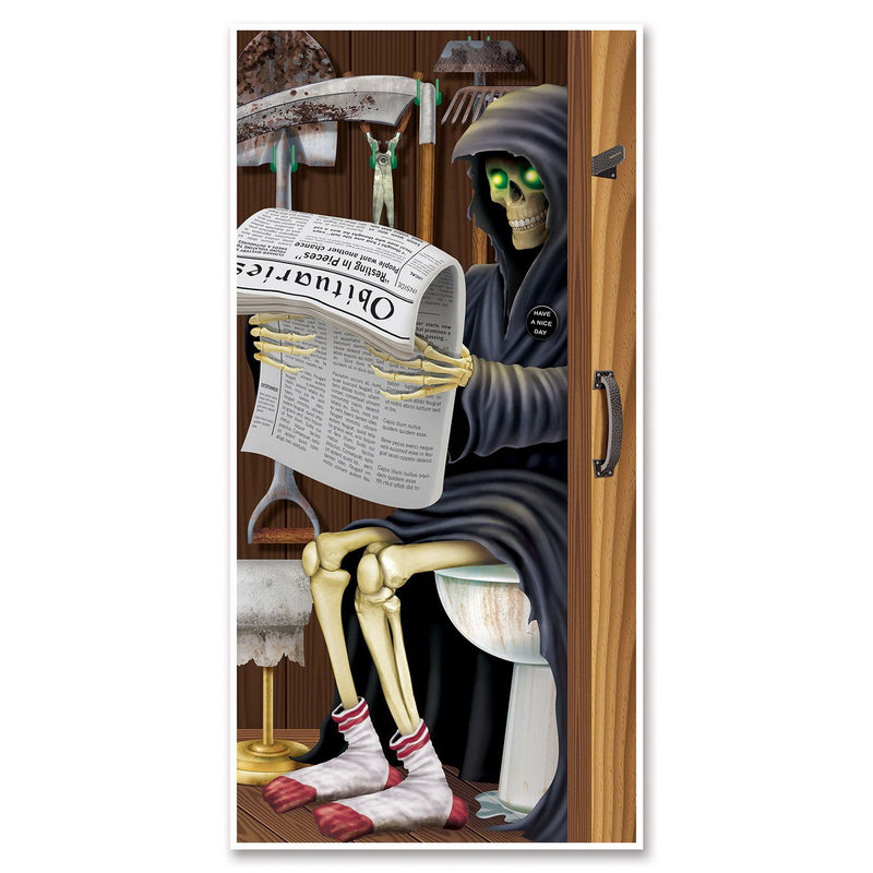 Grim Reaper Restroom Door Cover – 5' x 30" – (1/Pkg) by Beistle for Halloween Door Covers