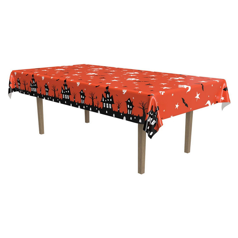 Haunted House Tablecover – 54" x 108" – (1/Pkg) by Beistle for Halloween Table Covers - Patterned