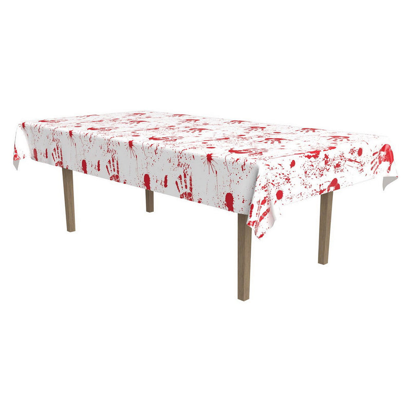 Bloody Handprints Tablecover – 54" x 108" – (1/Pkg) by Beistle for Halloween Table Covers - Patterned
