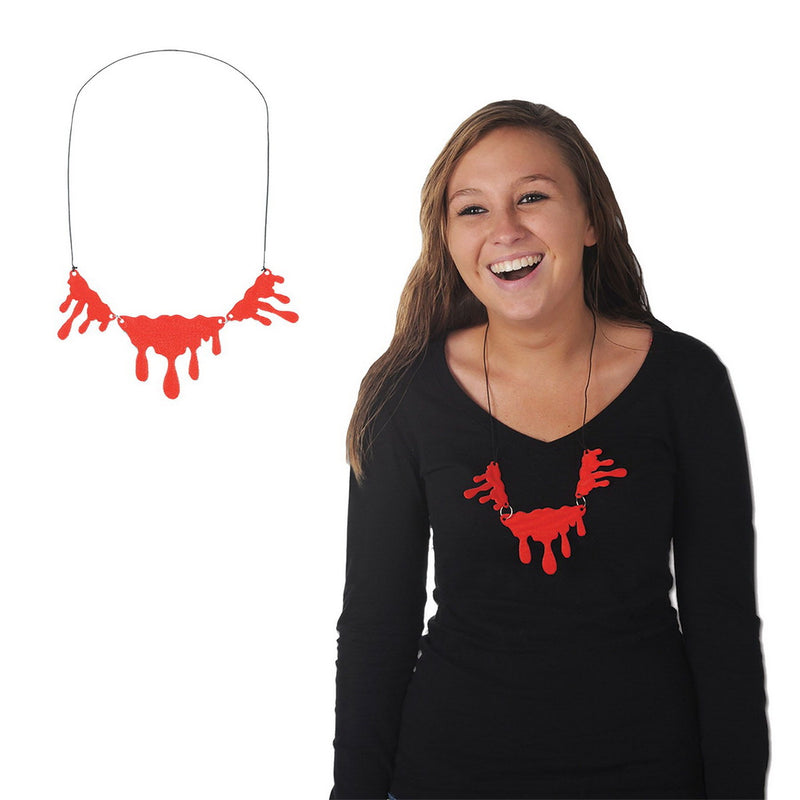Dripping Blood Necklace – 14" – (1/Card) by Beistle for Halloween Novelty Beads