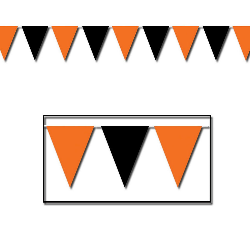 Orange & Black Pennant Banner – 17" x 30' – (1/Pkg) by Beistle for Halloween Pennant Banners