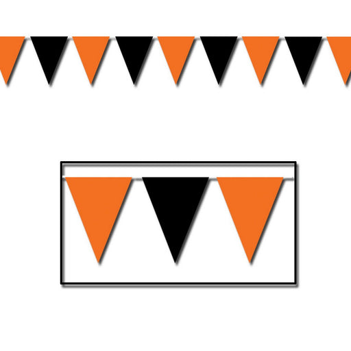 Orange & Black Pennant Banner – 17" x 30' – (1/Pkg) by Beistle for Halloween Pennant Banners