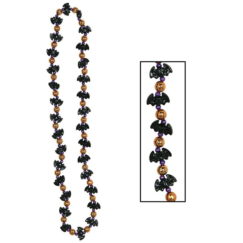 Bat Beads – 36" – (1/Card) by Beistle for Halloween Novelty Beads