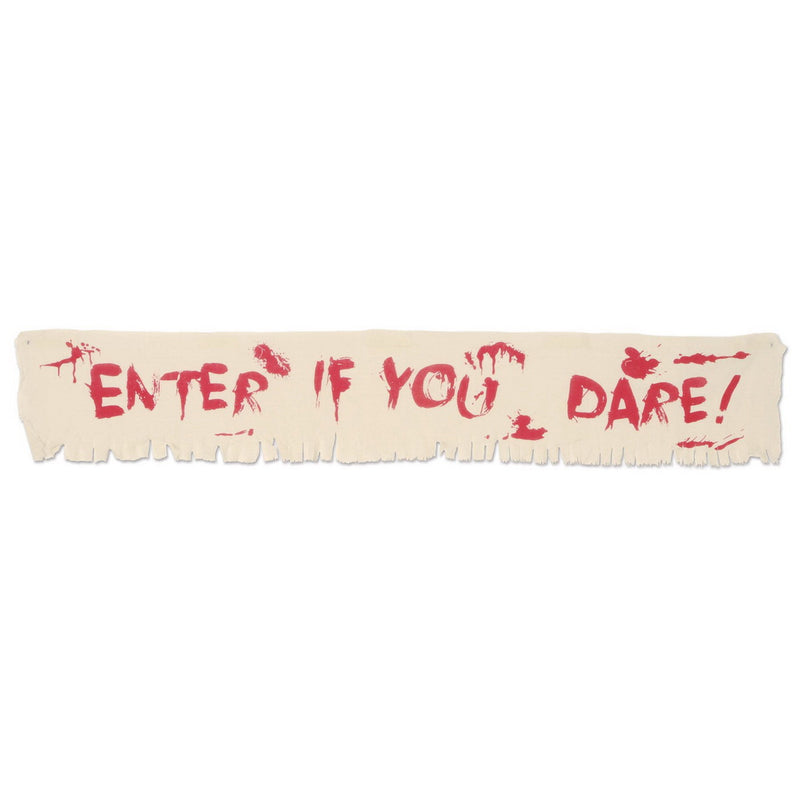 Enter If You Dare! Fabric Banner – 12" x 6' – (1/Pkg) by Beistle for Halloween Fabric Banners