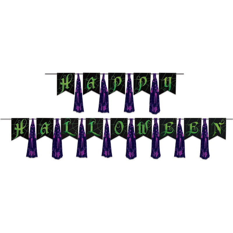 Happy Halloween Tassel Streamer – 13" x 6' & 13" x 11' – (1/Pkg) by Beistle Streamers