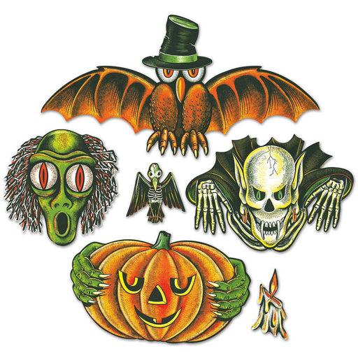Vintage Halloween Totem Pole Cutouts – 6"-28" – (6/Pkg) by Beistle for Halloween-Vintage Printed