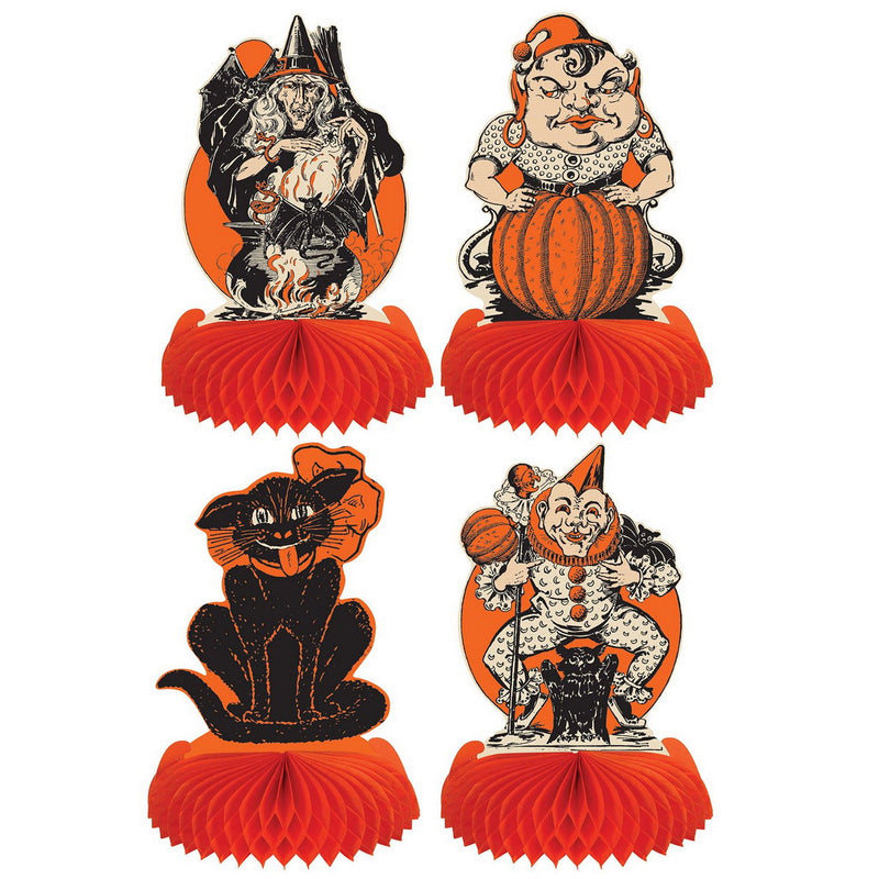 Vintage Halloween Centerpieces – 9" – (4/Pkg) by Beistle for Halloween-Vintage Tissue