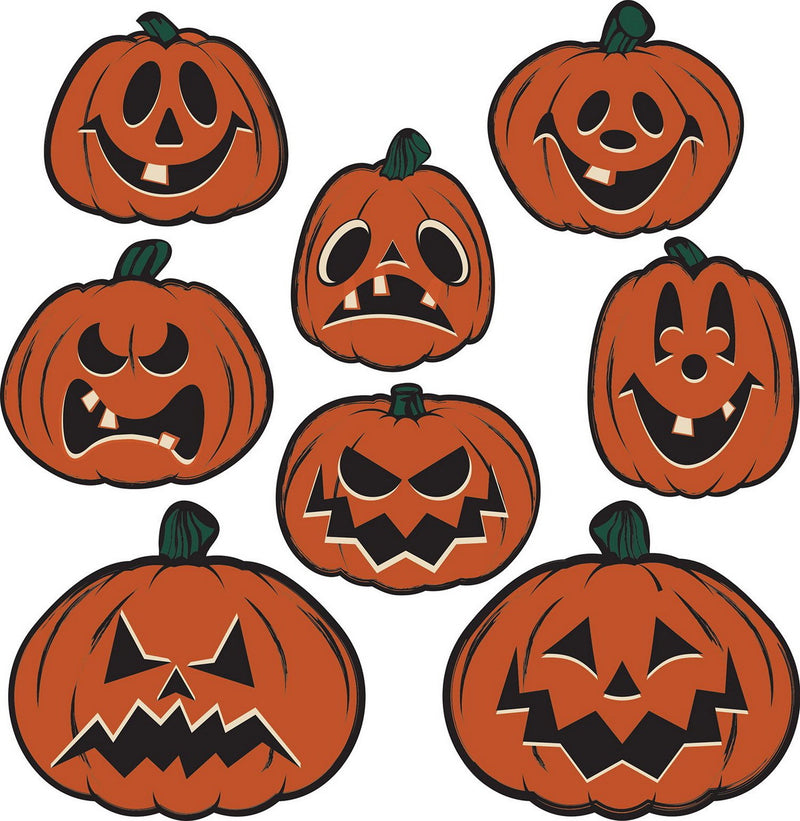 Vintage Halloween Pumpkin Cutouts – 6½"-9½" – (8/Pkg) by Beistle for Halloween-Vintage Printed