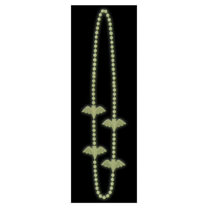 Glow In The Dark Bat Beads – 36" – (2/Card) by Beistle for Halloween Novelty Beads