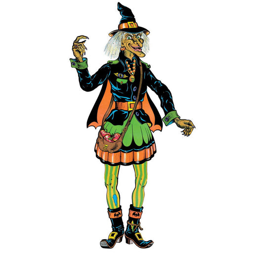 Vintage Halloween Jointed Witch – 4' 9" – (1/Pkg) by Beistle for Halloween-Vintage Printed One Side