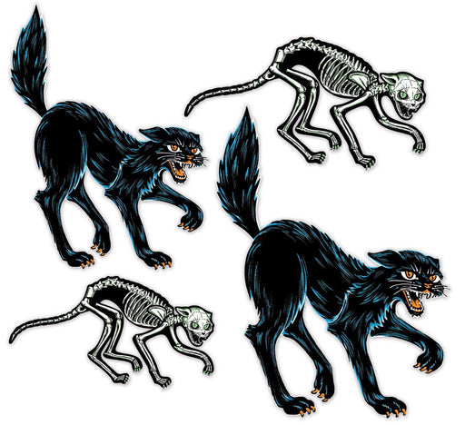 Vintage Halloween Jointed Cats – 19"-27" – (4/Pkg) by Beistle for Halloween-Vintage Printed One Side