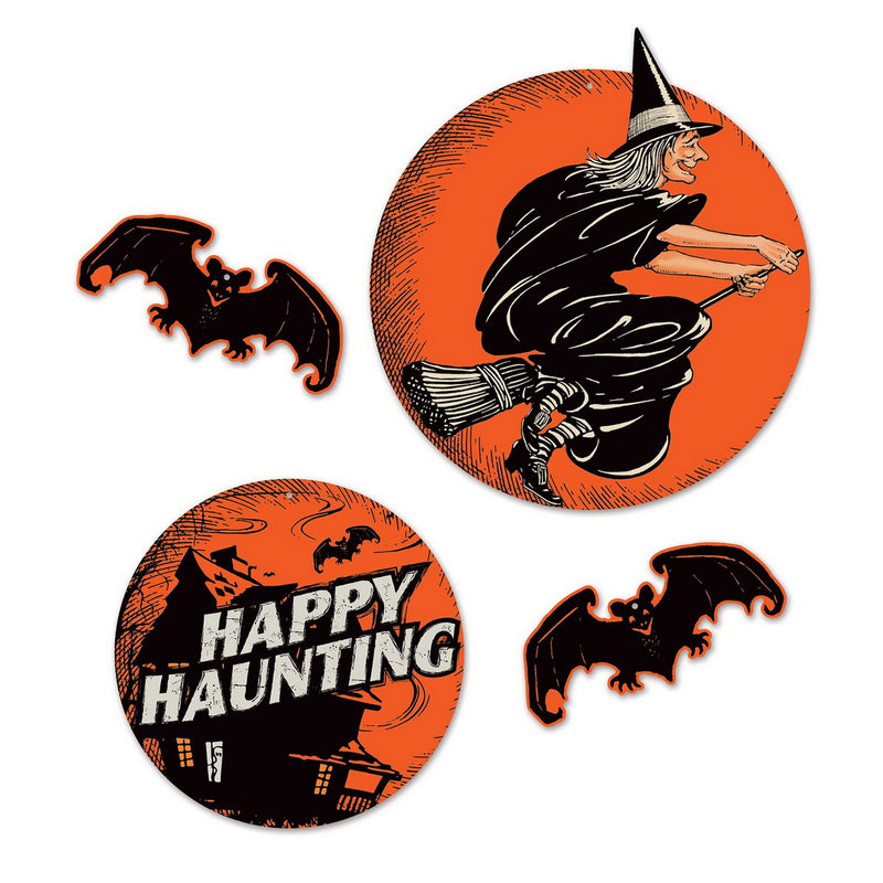 Vintage Halloween Cutouts – 11¾"-18¼" – (4/Pkg) by Beistle for Halloween-Vintage Printed