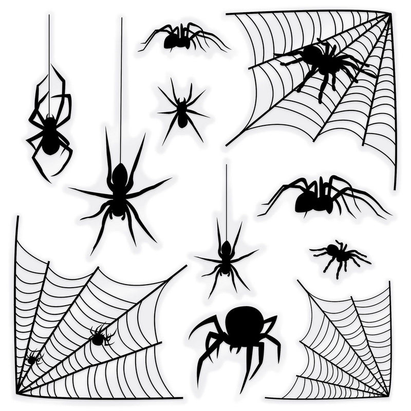 Spider & Spider Web Silhouette Clings – 12" x 17" Sh – (11/Sh) by Beistle for Halloween Window Clings