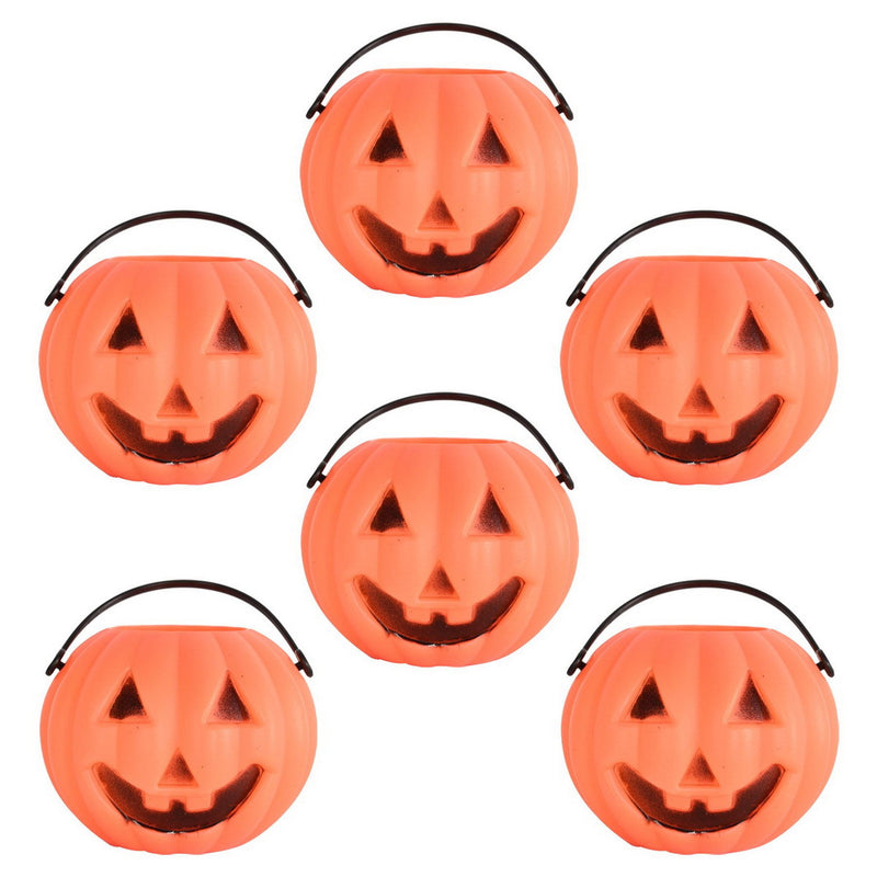 Plastic Miniature Pumpkin Buckets – 3" x 2¾" – (6/Pkg) by Beistle for Halloween Plastic Decorations
