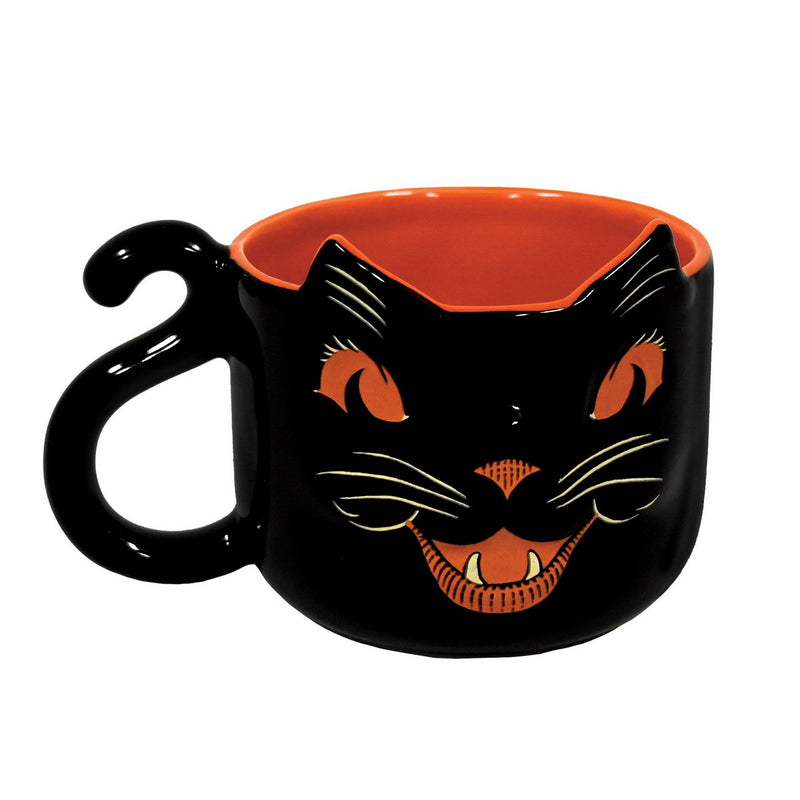 Vintage Halloween Ceramic Black Cat Mug – 12 Ozs – (1/Box) by Beistle for Halloween-Vintage Drinkware