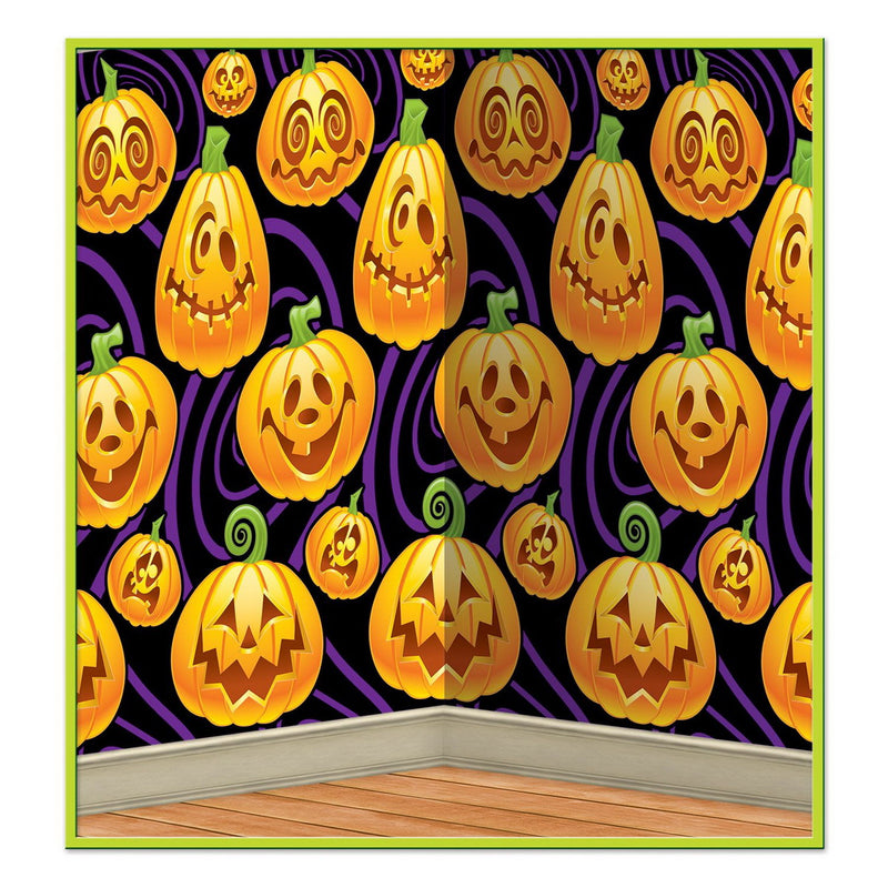 Jack-O-Lantern Backdrop – 4' x 30' – (1/Pkg) by Beistle for Halloween Backdrops