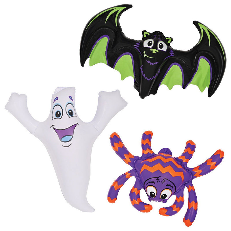 Inflatable Bat, Ghost & Spider – 18½"-23" – (3/Pkg) by Beistle for Halloween Inflatables