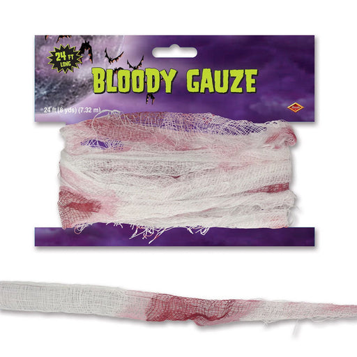 Bloody Gauze – 24' – (1/Card) by Beistle for Halloween Netting and Webbing