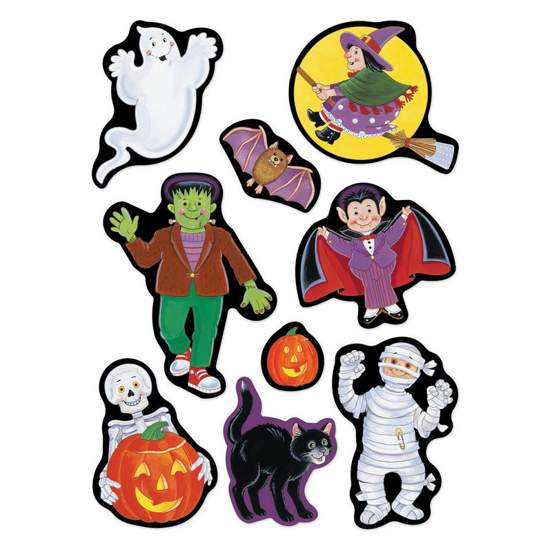 Halloween Character Stickers – 4¾" x 7½" – (4 Shs/Pkg) by Beistle