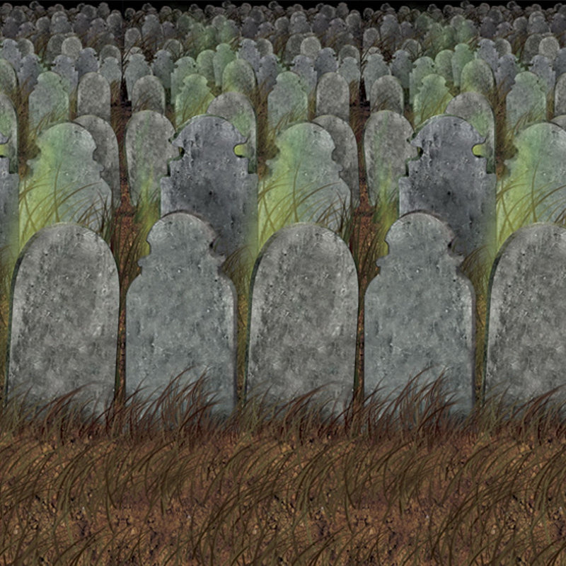 Graveyard Backdrop – 4' x 30' – (1/Pkg) by Beistle for Halloween Backdrops