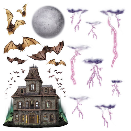 Haunted House & Night Sky Props – 7"-40" – (16/Pkg) by Beistle for Halloween