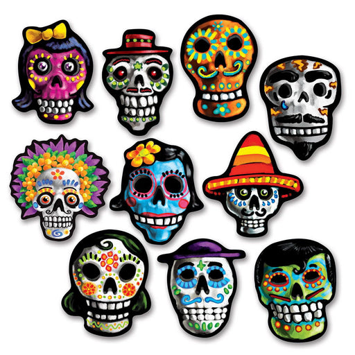 Mini Day Of The Dead Cutouts – 4¾" – (10/Pkg) by Beistle Printed