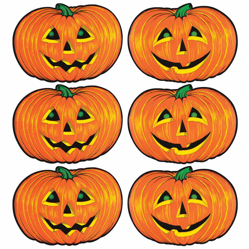 Jack-O-Lantern Cutouts – 10" x 14" – (6/Pkg) by Beistle for Halloween Printed