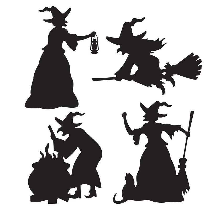 Witch Silhouettes – 8¾"-12¾" – (4/Pkg) by Beistle for Halloween
