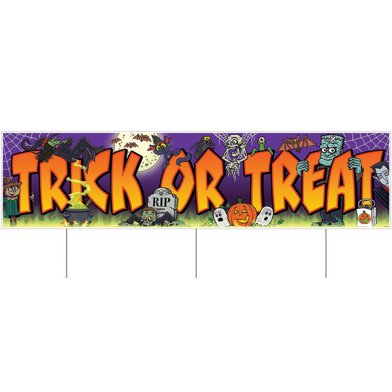 Plastic Jumbo Trick Or Treat Yard Sign – 11¾" x 3' 11" – (1/Pkg) by Beistle for Halloween Plastic Yard Signs