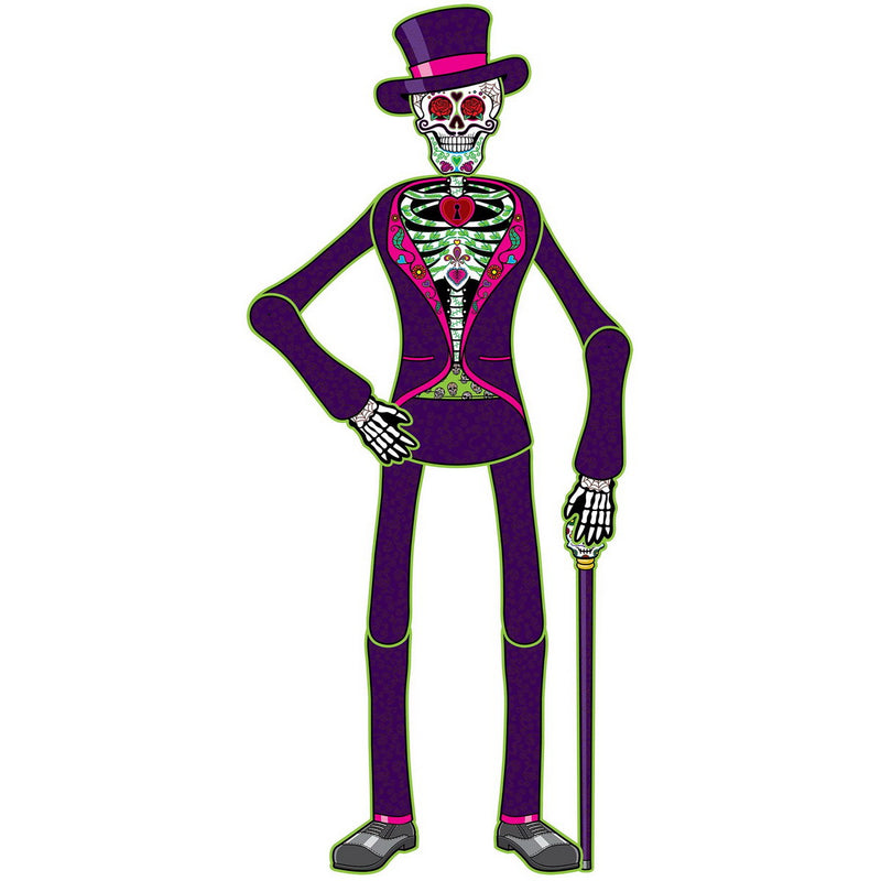 Jointed Day Of The Dead Male Skeleton – 4' – (1/Pkg) by Beistle Printed One Side