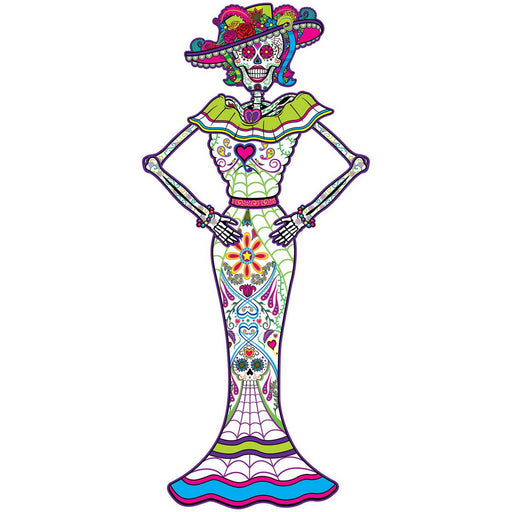 Jointed Day Of The Dead Female Skeleton – 4' – (1/Pkg) by Beistle Printed One Side