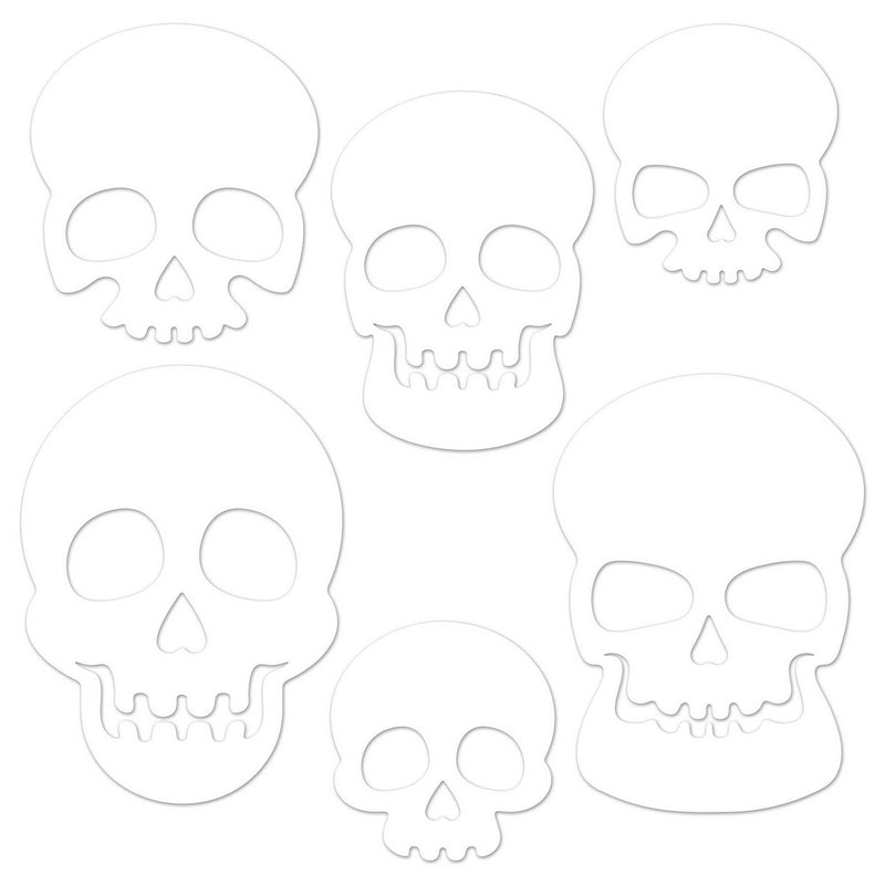 Plastic Die-Cut Skulls – 5½"-11" – (6/Pkg) by Beistle for Halloween Plastic Decorations