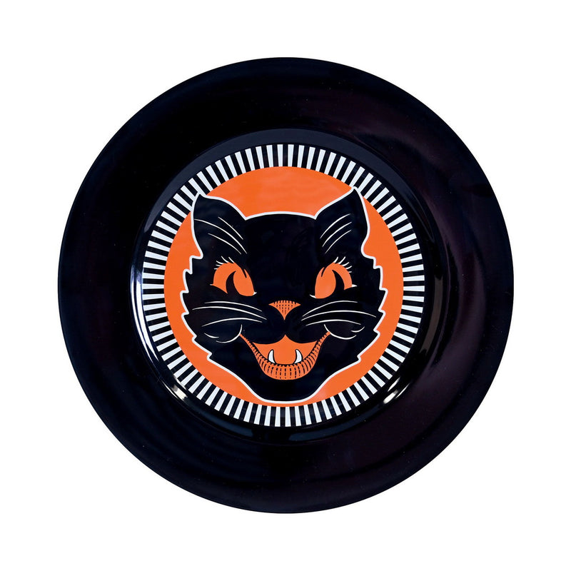Vintage Halloween Black Cat Platter – 12⅞" by Beistle for Halloween-Vintage Trays