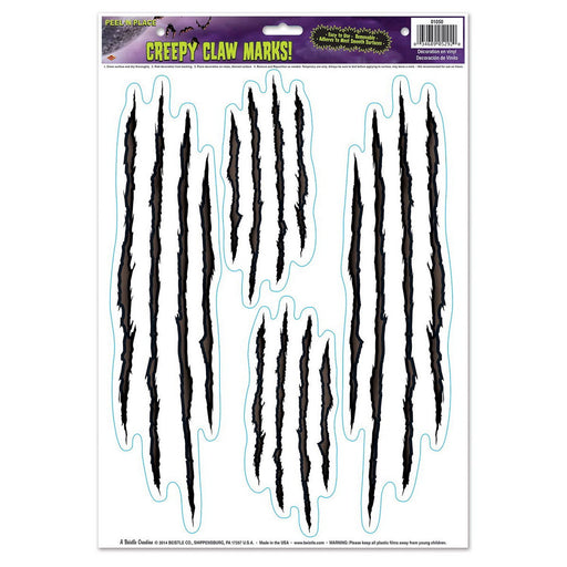 Creepy Claw Marks! Peel 'N Place – 12" x 17" Sh – (4/Sh) by Beistle for Halloween