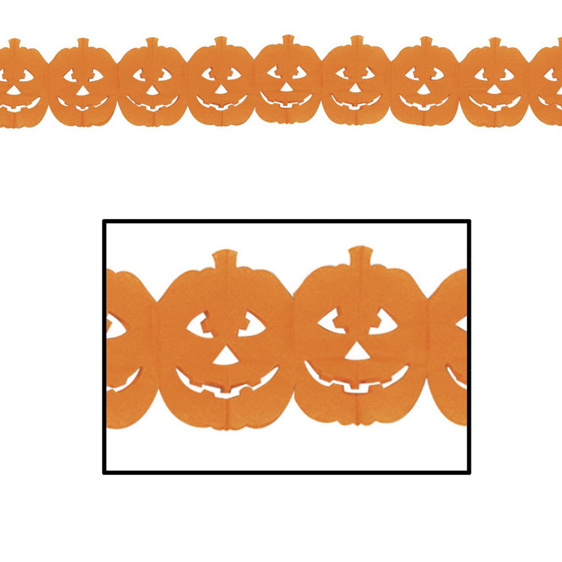 Jack-O-Lantern Garland – 5¼" x 12' – (1/Pkg) by Beistle for Halloween Tissue
