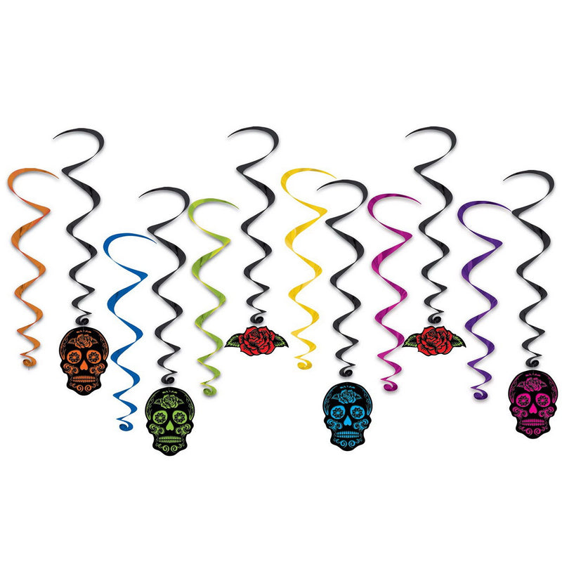 Day Of The Dead Whirls – 17½"-35" – (12/Pkg) by Beistle