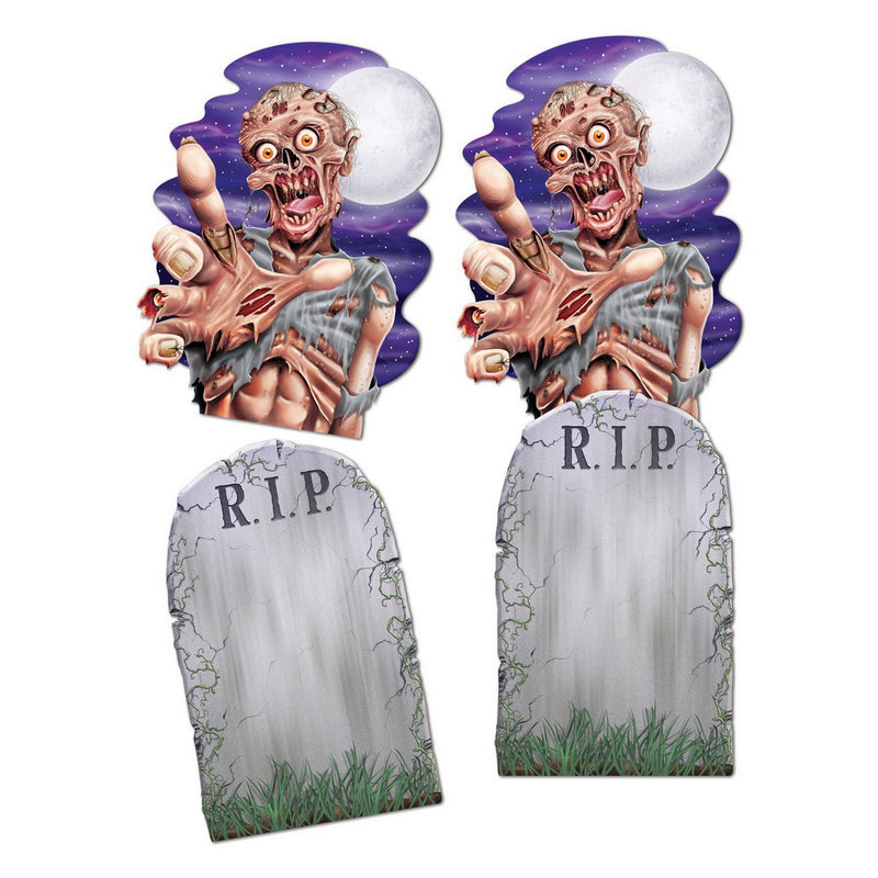 Jumbo Tombstone & Zombie Cutouts – 24½" – (2/Pkg) by Beistle for Halloween Printed