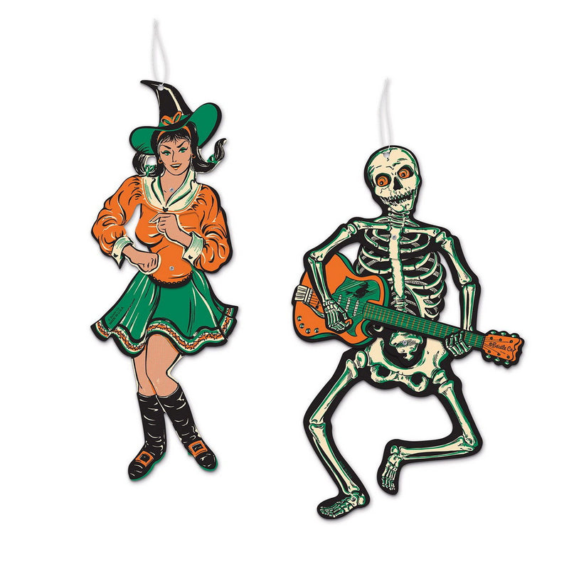 Vintage Halloween Jointed GoGo Dancers – 14" & 14½" – (2/Pkg) by Beistle for Halloween-Vintage Printed One Side