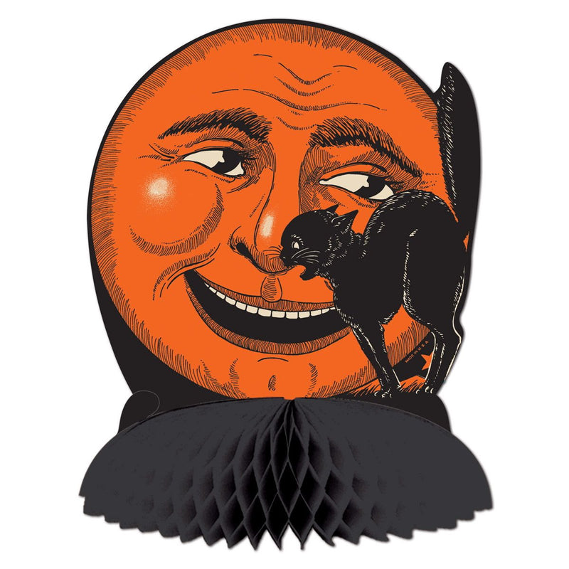 Vintage Halloween Cat & Moon Centerpiece – 9¾" – (1/Pkg) by Beistle for Halloween-Vintage Tissue