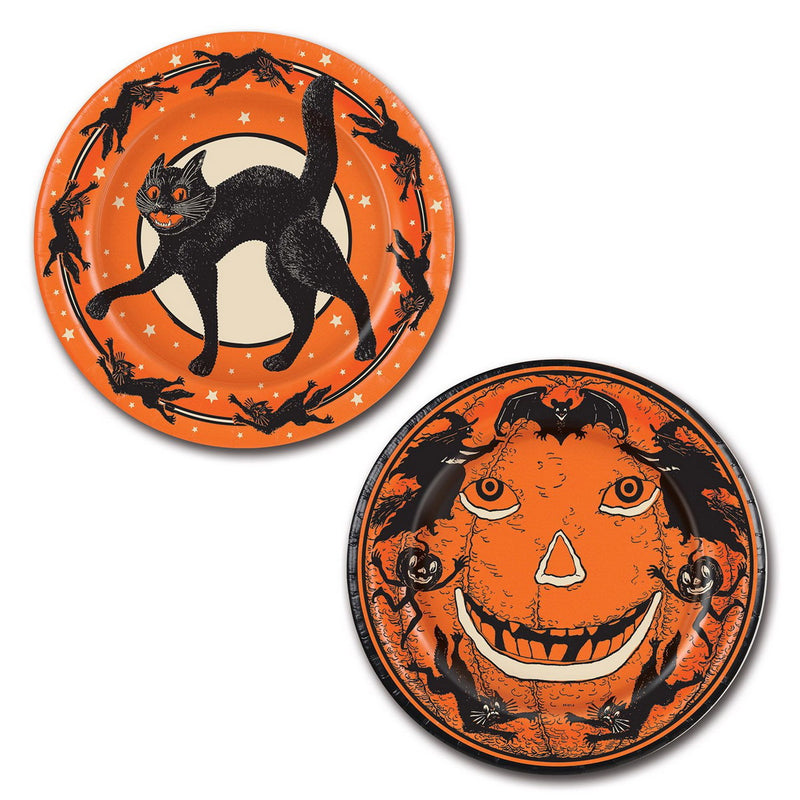 Vintage Halloween Plates – 9" – (8/Pkg) by Beistle for Halloween-Vintage Plates-Dinner