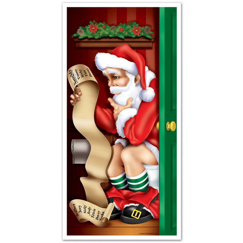 Santa Restroom Door Cover – 5' x 30" – (1/Pkg) by Beistle for Christmas and winter Door Covers