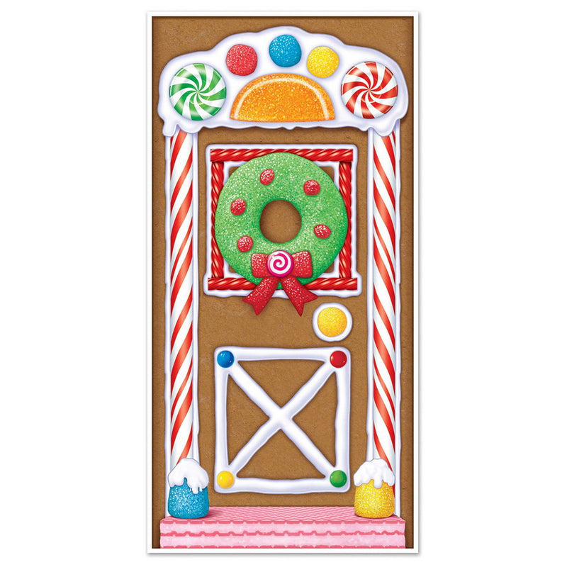 Gingerbread House Door Cover – 5' x 30" – (1/Pkg) by Beistle for Christmas and winter Door Covers